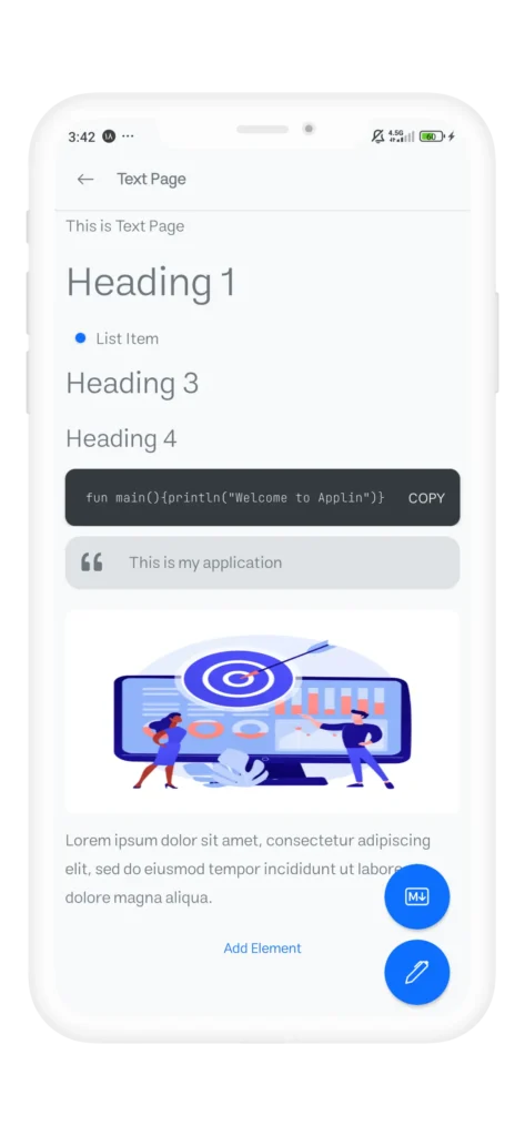 Text Page in Applin App Builder