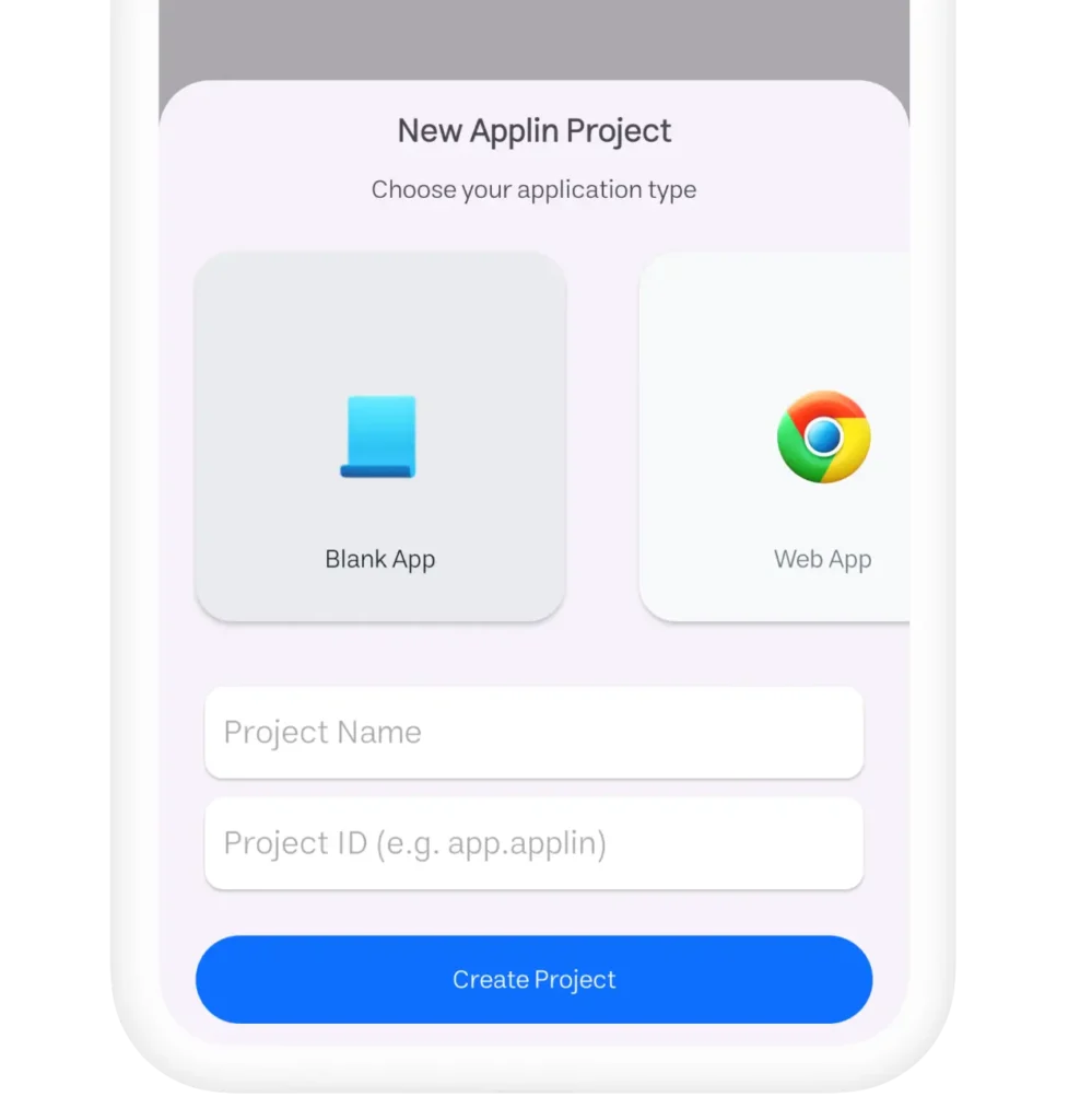 Create project in applin